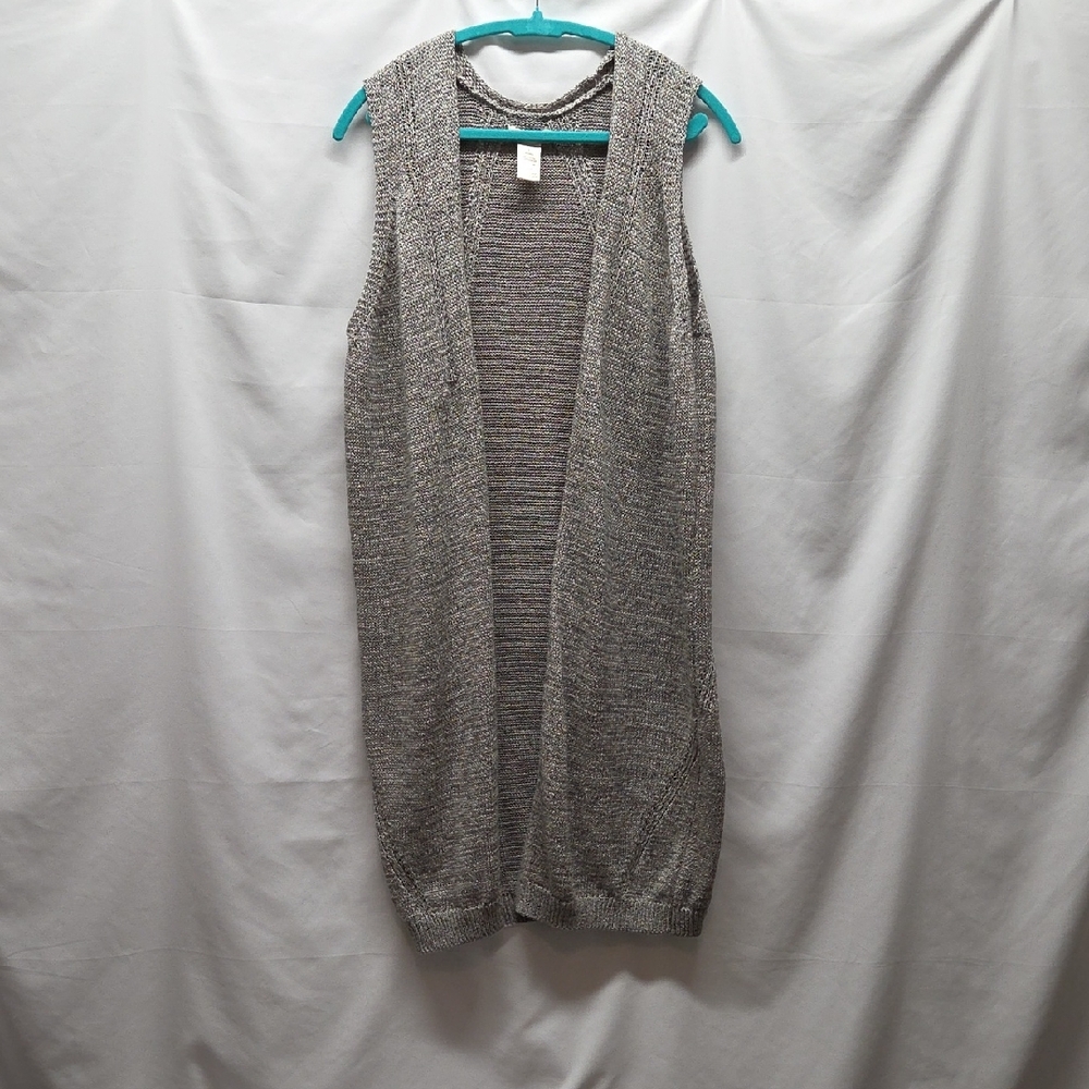 Cardigan Open Long Max Studio Gray Large Knit Sweater Boho